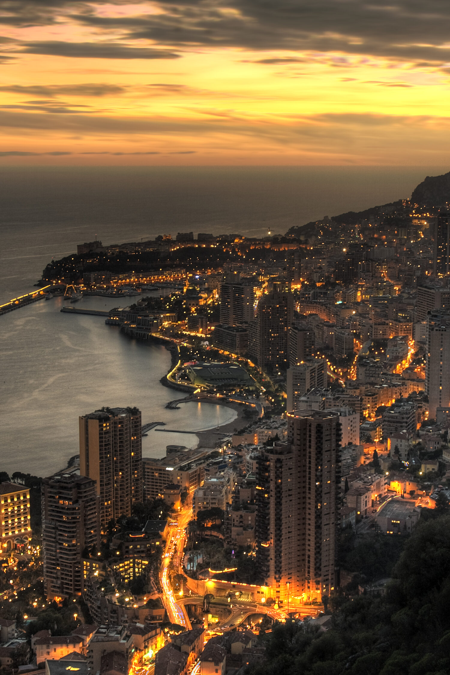 Aerial view of Monaco at dusk 1