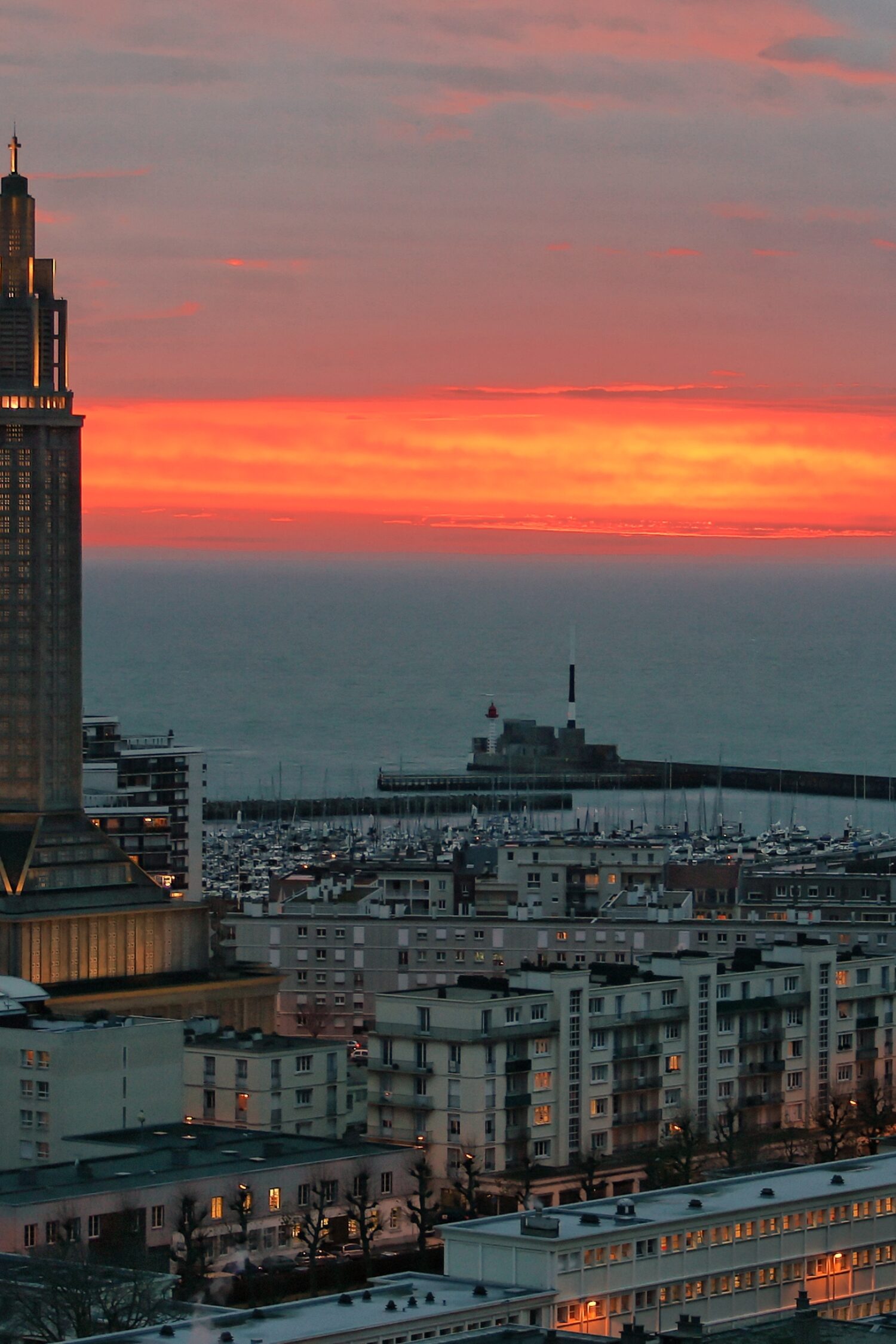 Vue de haut du centre ville reconstruit
