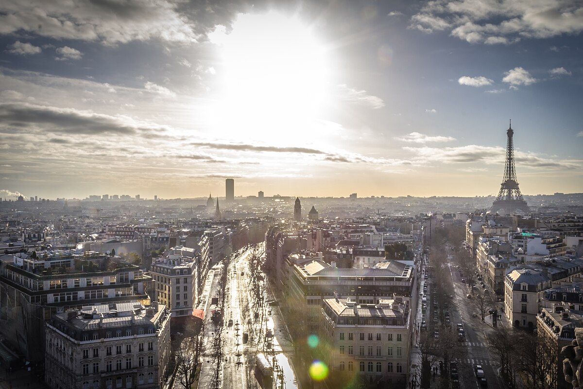 Paris and Eiffel Tower from the Arc de Triomphe 4 January 2014